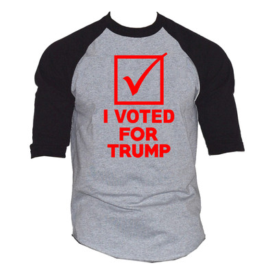 Men/'s I Voted For Trump Charcoal Baseball Raglan T Shirt America President V201