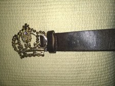 Leather belt by Schmuckart-85 cm-new-dark brown-gold metal buckle-new