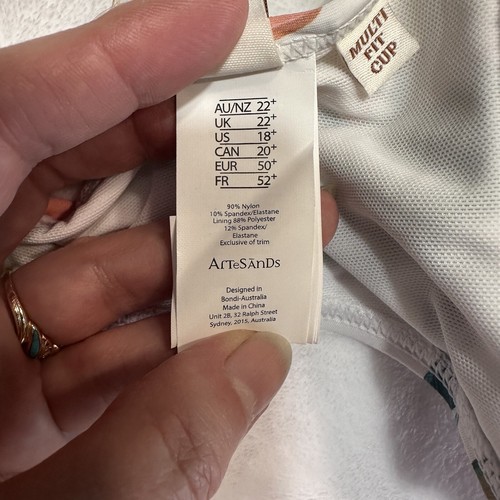 Artesands Bikini Oberteil Gr. 18 D/DD weiß Blumenmuster Bügel vorne zum Binden Akzent neu - Bild 10 von 16