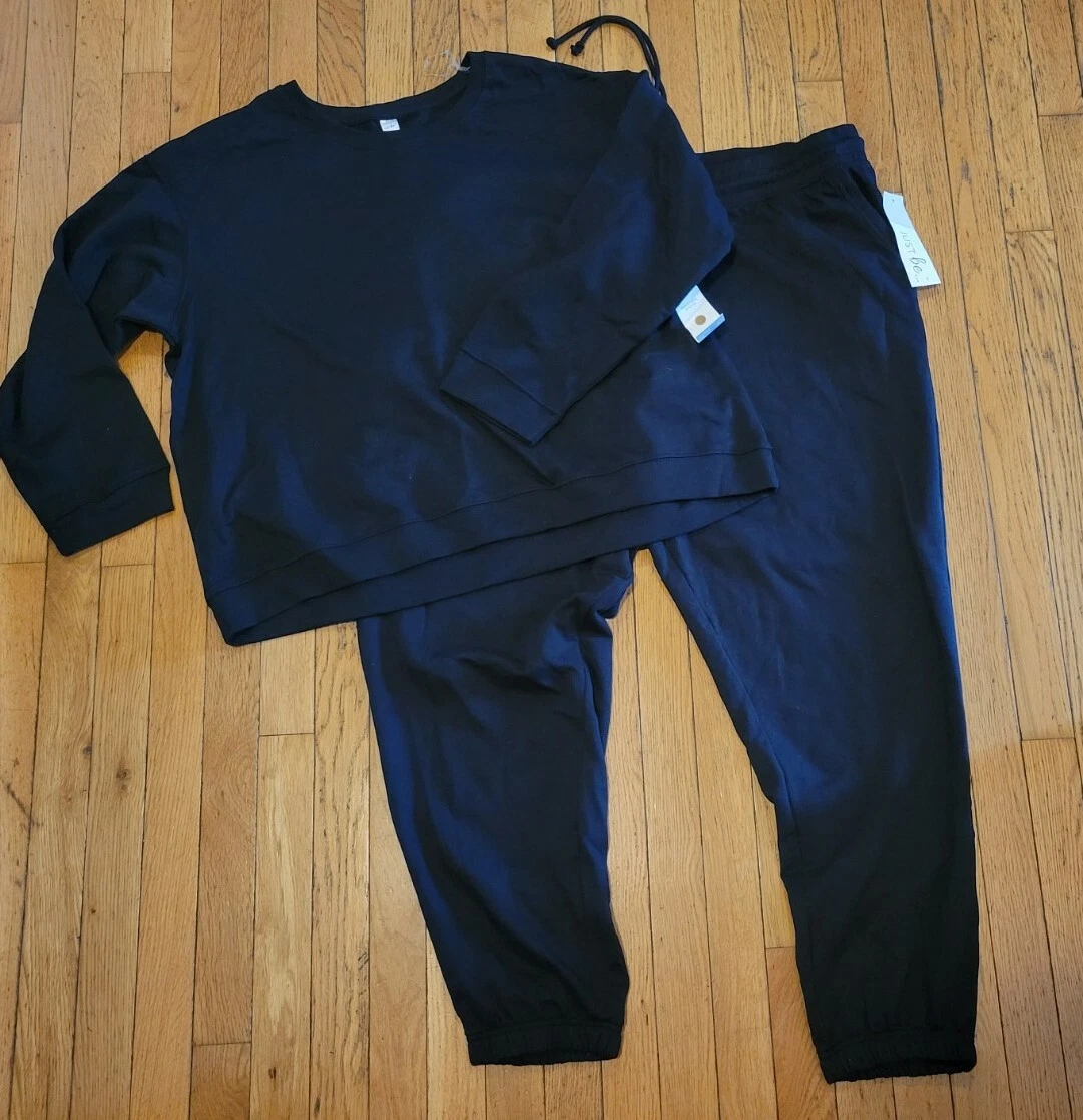 Just Be Black Joggers Crewneck Sweatshirt Pullover Set Women s Size 3X NEW