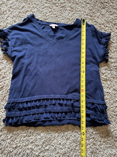 Lilly Pulitzer Shirt Womens Small Blue V Neck Tassel Tiered Casual Lightweight - Picture 8 of 9