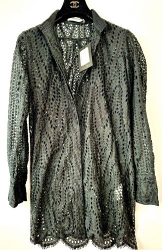 2.5k NWT Valentino 2020 Lace Crochet Black 38 40 42 2 4 6 XS S M Mini Dress Top - Picture 4 of 24