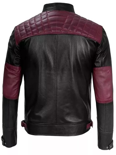 Men's Black Quilted Retro Style Real sheepskin Slim Fit Custom Leather Jacket - Bild 2 von 3