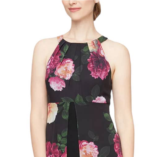 SL Fashions Womens Floral Print Overlay Maxi Dress Black Multi Party Sz 18 NWT - Picture 7 of 7