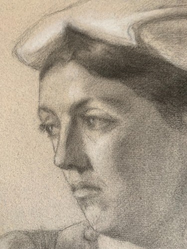 Ecole Italienne XIXe Portrait d'une Femme à la Coiffe et aux Bijoux 1869 - Imagen 6 de 13