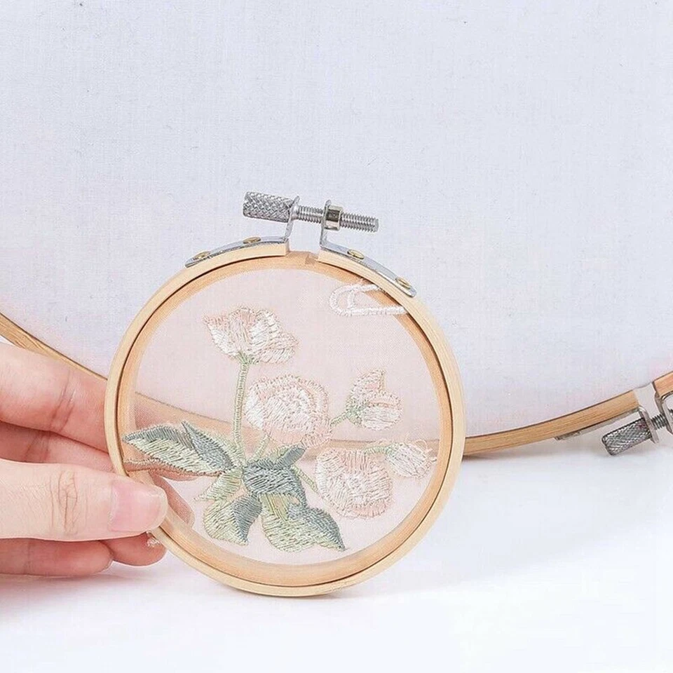 10PCS DIY Wooden Bamboo Embroidery Cross Stitch Ring Circle Hoop Frames Craft 3" - image 3 of 4