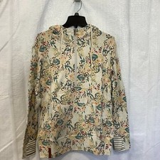 Ampersand Avenue Womens Hooded Floral Multicolor Half Zip Sweatshirt Size Medium