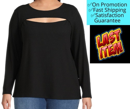 Top tejido acanalado recortado Terra & Sky PLUS para mujer TALLA 2X (20W-22W) NEGRO - Imagen 12 de 17
