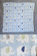 Snugly Baby Soft Fleece Lovey Security Blanket Blue/White Elephant Print 28"x28"