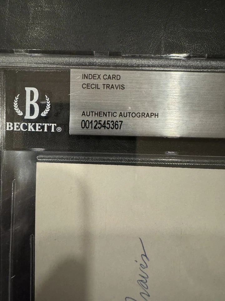 Cecil Travis Autographed Index Card BAS Slabbed Beckett Negro League/MLB Legend - Image 2 of 4