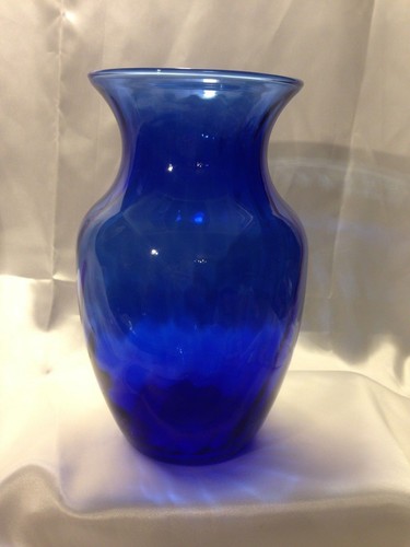 Indiana Glass Vase Vertical Ribbed Swirl Pattern Cobalt Blue - Picture 3 of 6