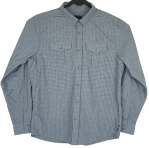 Prana-Mens-Long-Sleeve-Button-Front-Blue-Gray-Shirt-Size-L
