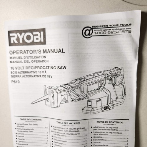 New RYOBI ONE+ 18V Cordless Reciprocating Saw P519 (Tool + blade Only) Brand NEW - Picture 5 of 10