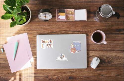 3" Laptop Water Bottle Stickers Decals for Teachers Cute Aesthetic 3 Pack - Picture 3 of 4