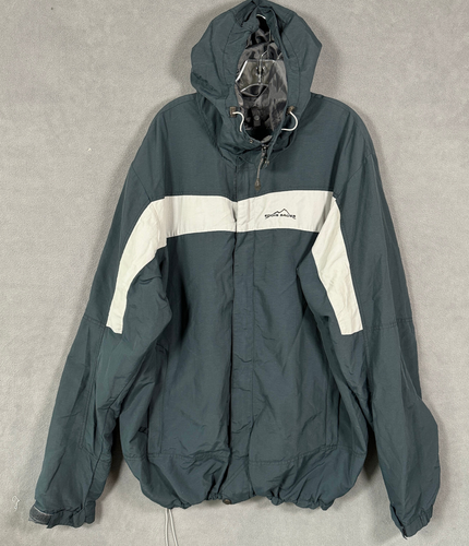 Eddie Bauer Mens Jacket 2XLT Navy Full Zip Hooded Windbreaker Outdoor