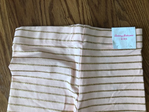 NWT Tommy Bahama Girls Pink & sparkling gold stripped Leggings size 7-8 - Picture 5 of 5