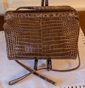 Details About Fendi Alligator Purse Vintage Clutch Taupe Tan Color