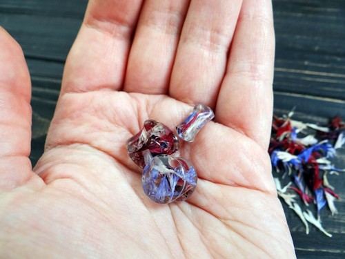 Mixed Cornflower ear plugs resin Men gauges Boho wedding gift tunnels 1 pair - Picture 4 of 8
