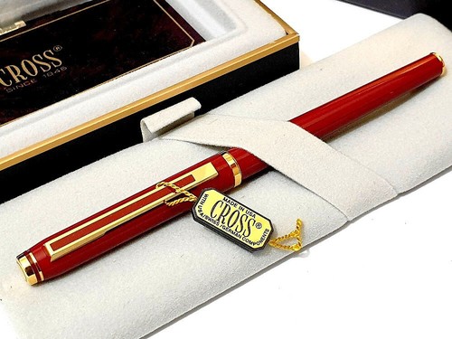 Cross Signature Füller Burgundy Laquer Feder M 18K 750 Gold um 1990 Full Set NEU - Bild 3 von 8