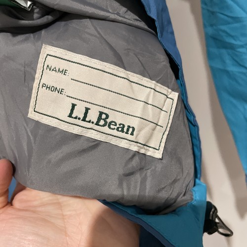Vintage L.L.Bean Windbreaker Jacket Full Zip Hooded Green Blue Size Medium - Picture 6 of 10