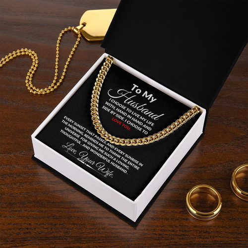 To My Husband Cuban Link Personalized Necklace Gift - Picture 4 of 14