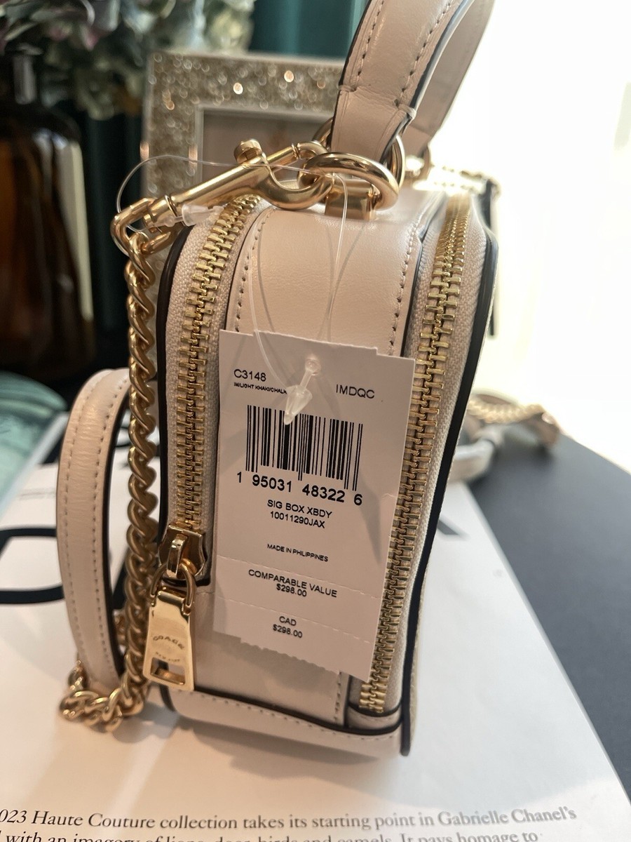 NWT Coach Box Crossbody In Signature Canvas C3148 Retail