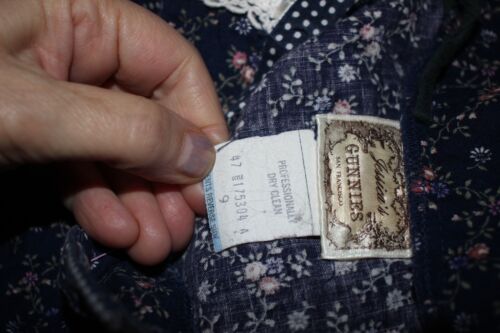 Vintage Jessica's Gunnies Gunne Sax skirt 9/S blue floral polka dot lace ribbbon - Picture 3 of 9