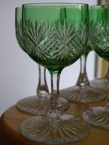 BACCARAT 6 VERRES A VIN DU RHIN ROEMER CRISTAL VERT REF 8359 12 cm 11 cls - Imagen 2 de 10