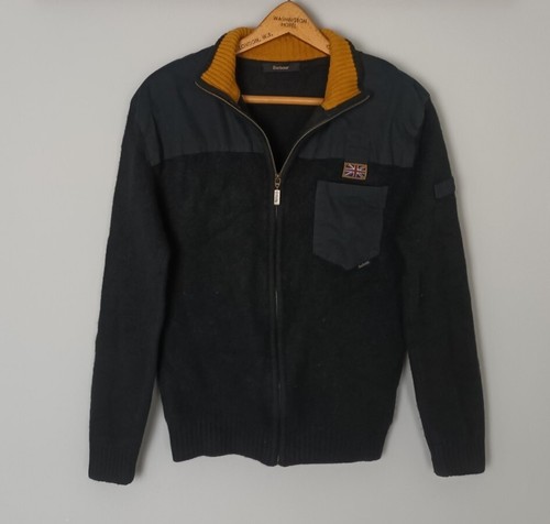 DESIGNER BARBOUR HERITAGE PATCH UNION JACK LAMBSWOOL FULL ZIP SWEATER PULLOVER - Bild 1 von 6