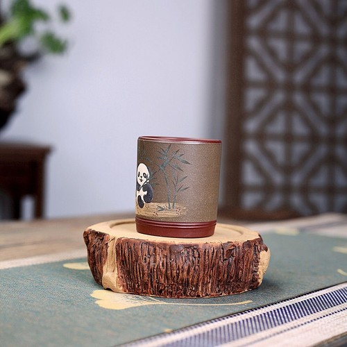 Handmade Tea Cup 130ml Marked Master Cup Real Yixing Zisha Purple Clay Panda New - Picture 9 of 10
