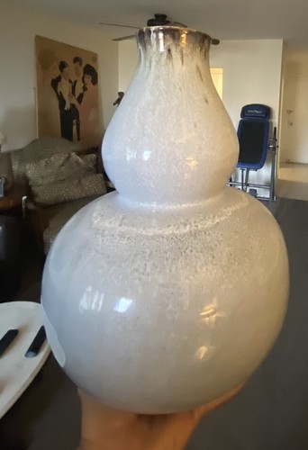 Vintage Large Double Gourd Glazed Ceramic Pottery Vase  14 " - Picture 4 of 12