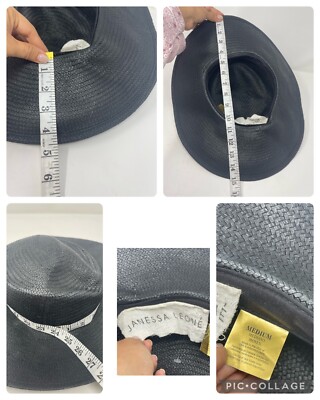 Janessa Leone Straw Sun Hat Women Black Size Medium Wide  display picture 1
