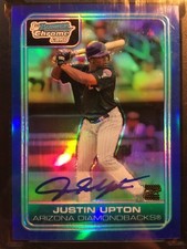 2006 Bowman Chrome Justin Upton Blue Refractor Auto RC /150