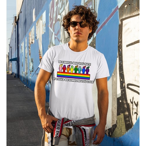 Be Careful Who You Hate Camiseta Gay Arco Iris Orgullo Mes Igualdad de Derechos Regalo Unisex - Imagen 10 de 22