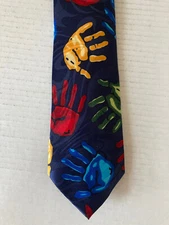 Steven Harris Hand Made Men's Necktie Tie Novelty Hand Print Multicolor Polyeste