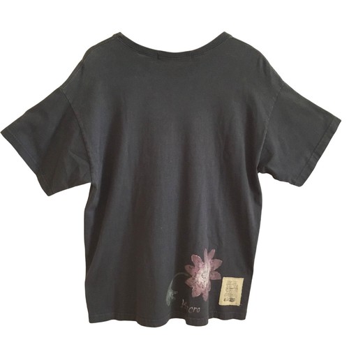BLUE FISH 1998 Macro Flower Tee grau Bio Baumwolle Shirt Damen Lagenlook M USA - Bild 2 von 8