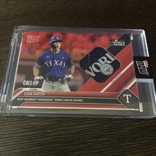 Evan Carter 2023 Topps Now World Series Champions Rangers Base Relic *RC #'d /10