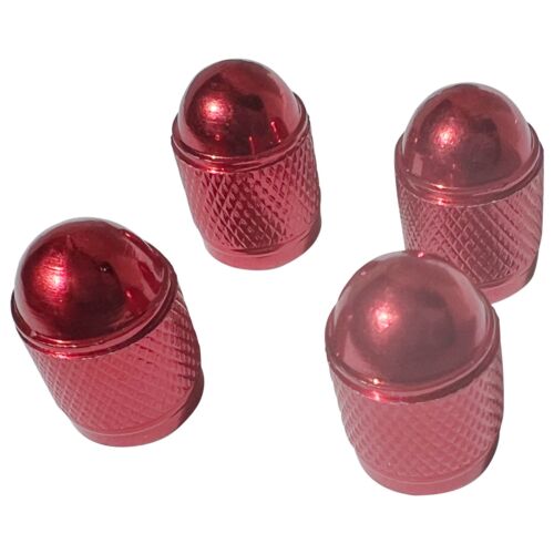 4x RED Aluminum Tire/Rim Valve Stem/Wheel Dust Cover Caps (Round Style) - Picture 2 of 7