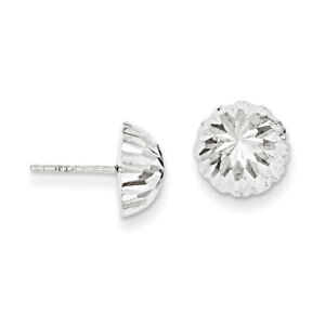 Jewels By Lux 14k White Gold Polished & Diamond-Cut Half Ball Post Earrings Jewels By Lux 14k White Gold Polished & Diamond-Cut Half Ball Post Earrings