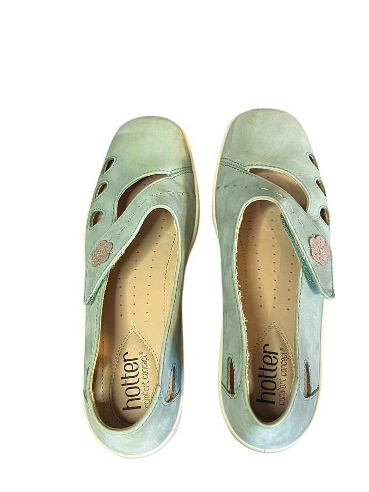 HOTTER 完好绿色皮革舒适概念玛丽珍鞋 8 码美国英格兰 — 第 4/4 张图片