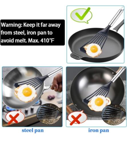 Fish Spatula for Nonstick Cookware -Slotted Turner Egg Spatula -Wide Thin... - Picture 5 of 8
