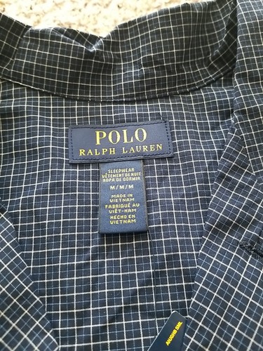 Polo Ralph Lauren Men’s Medium Plaid Pajama Sleep Shirt Sleepwear Navy Blue NWT - Picture 5 of 9