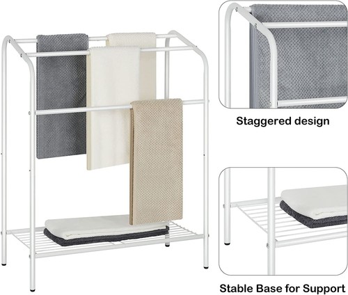 3Tier Towel Holder Stand Towel Bar Stand with Shelf Blanket Rack for Living Room - Picture 7 of 7