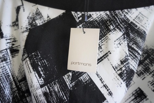 PORTMANS Sz 8 Black White Abstract Crosshatch Office Midi Pencil Skirt NEW - Foto 3 di 3