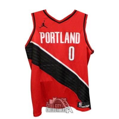 Damian lillard サイン　ユニフォーム Damian Lillard Autograph Portland Red Dame Dollar Swingman