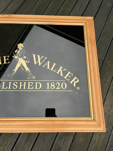 VINTAGE JOHNNIE WALKER SCOTCH WHISKY ADVERTISING PICTURE MIRROR BAR PUB MAN CAVE - Picture 5 of 14