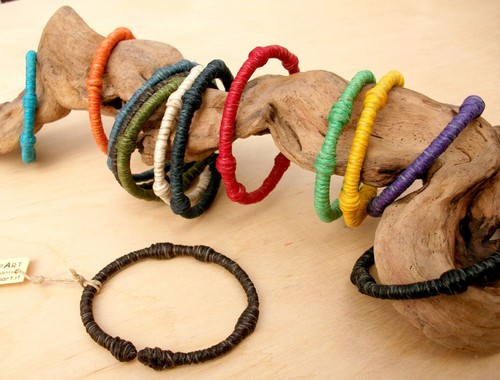BRACCIALE RIGIDO DONNA IN CANAPA E ACCIAIO 12 COLORI ARTIGIANALE! - Picture 6 of 11