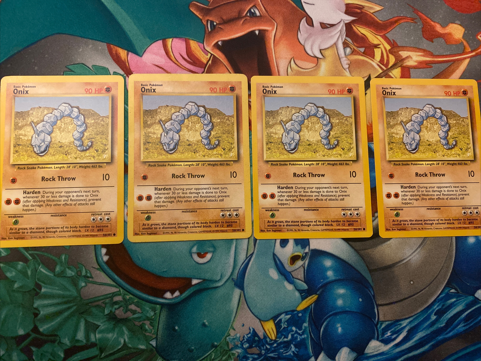 4 - Onix 56/102 Pokemon 1999 Wizards - Vintage 90s WOTC Base Set - 3 NM 1LP