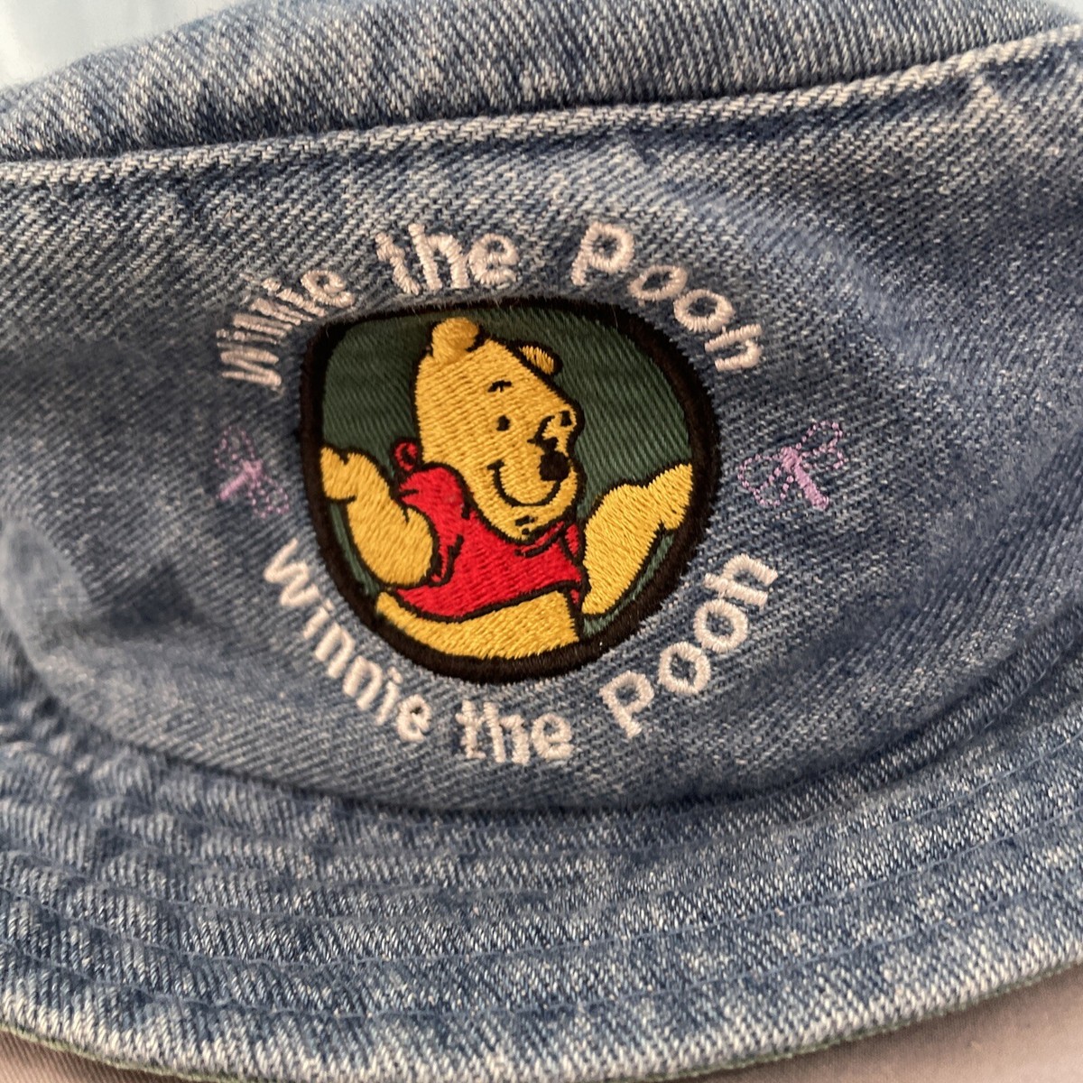 DISNEY Vtg Bucket Hat Winnie The Pooh Vtg Blue Jean 90s Y2k  display picture 1