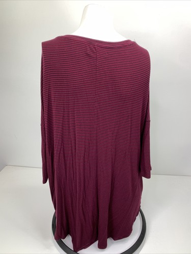 American Eagle Damen 3/4 Arm Oberteil rot schwarz Streifen V-Ausschnitt Tunika Small - Bild 4 von 5